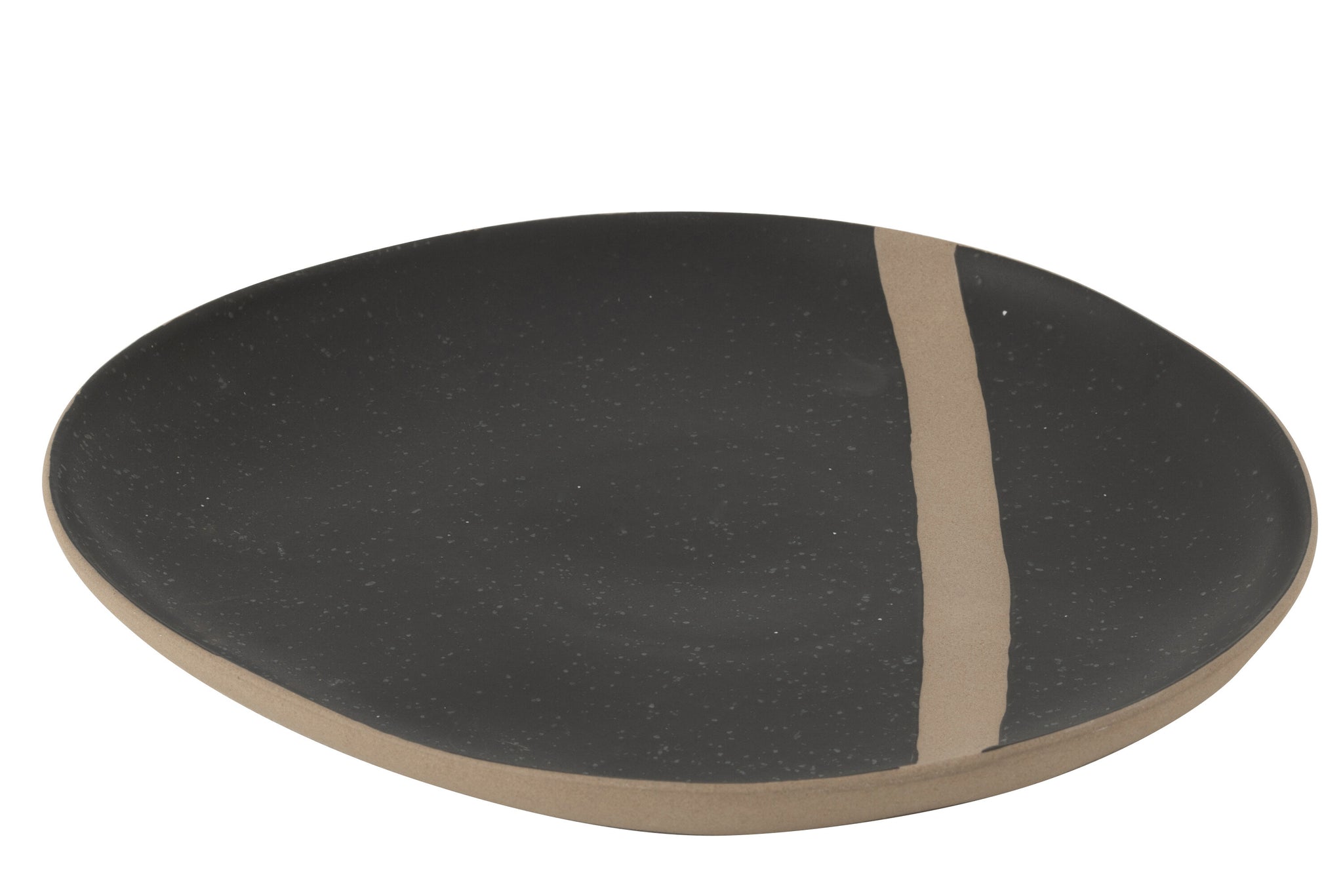 Assiette en céramique noire/taupe grande – Design organique & esprit wabi-sabi | J-Line