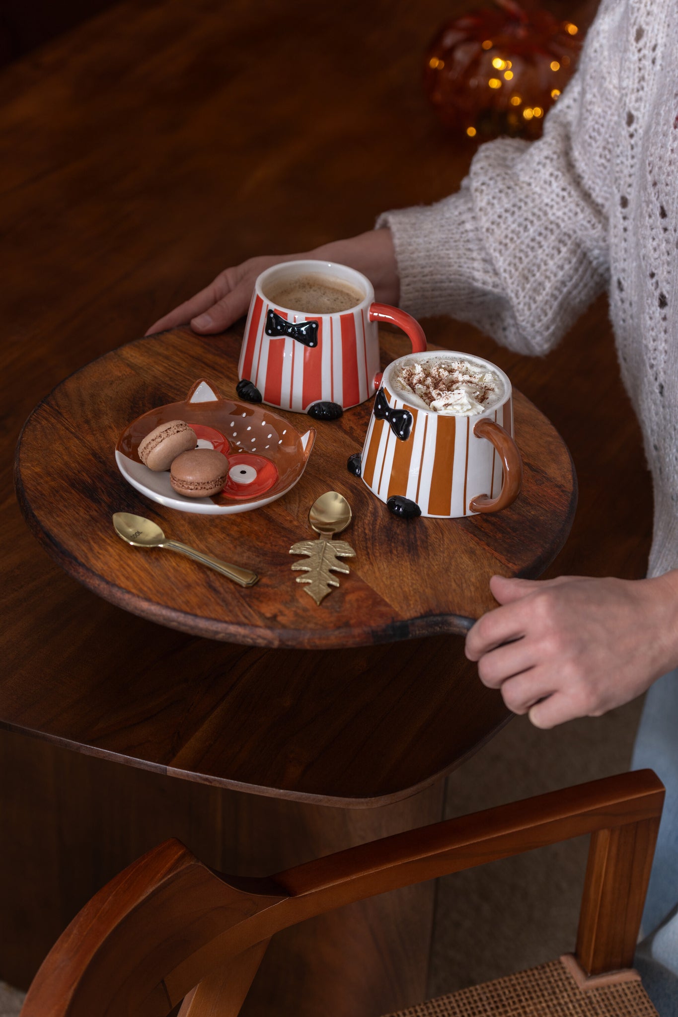 Coffret de 4 Cuillères Feuilles Dorées – Laiton & Acier Inoxydable, Coffret Cadeau | J-Line