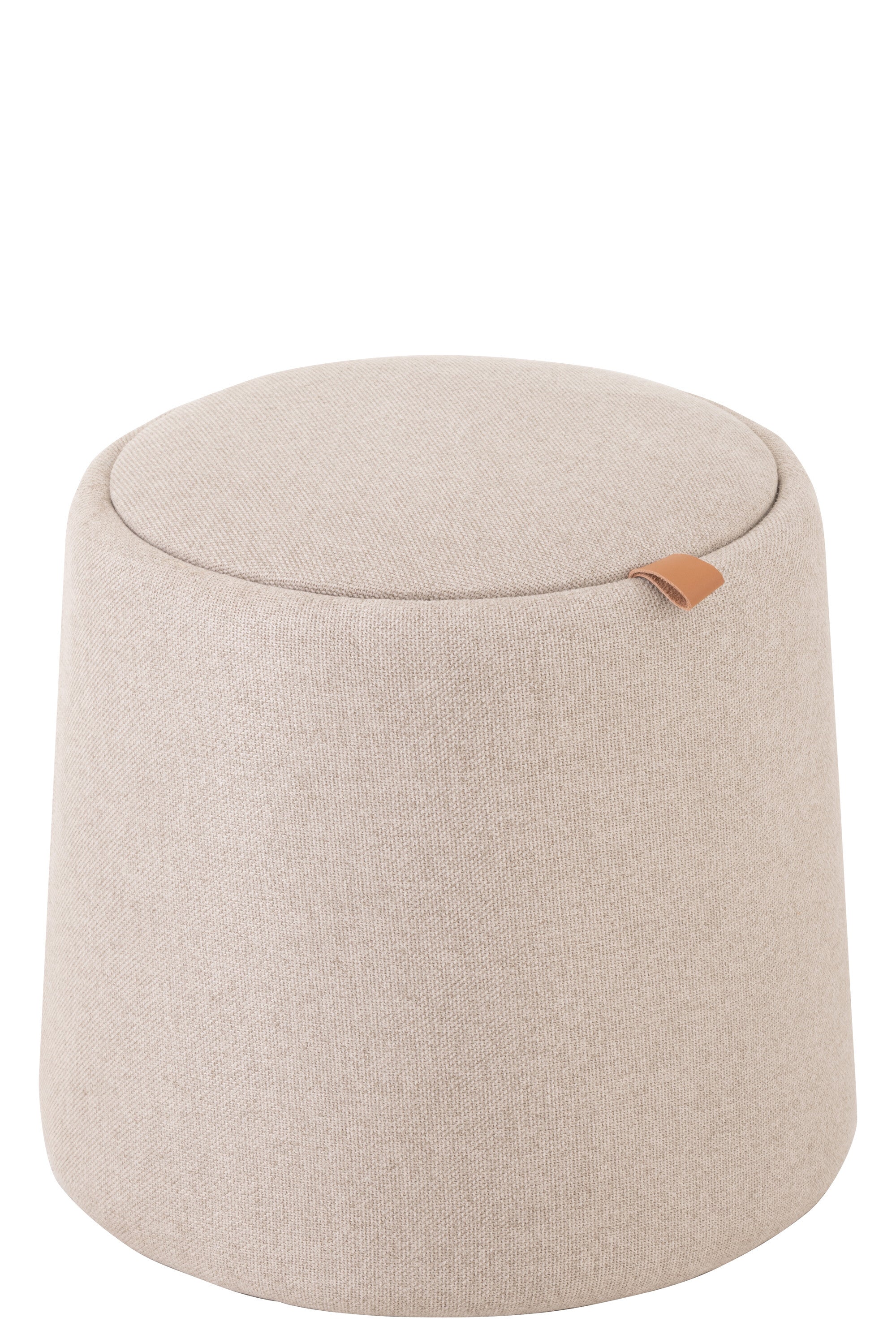 Pouf “Viviane” rond en bois et tissu doux - Plateau réversible, rangement intégré | J-Line