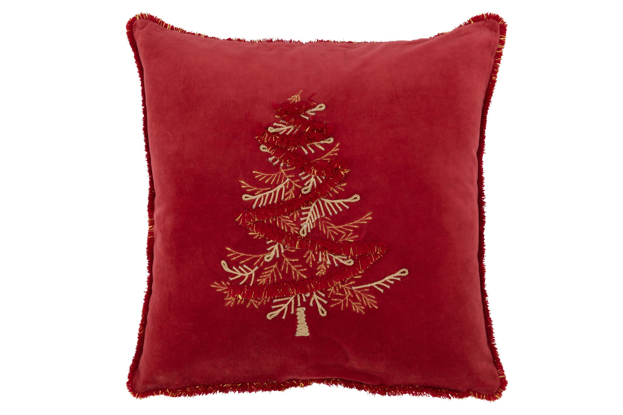 Coussin Sapin Rouge Doré – Design Minimalist, Finition Premium | J-Line