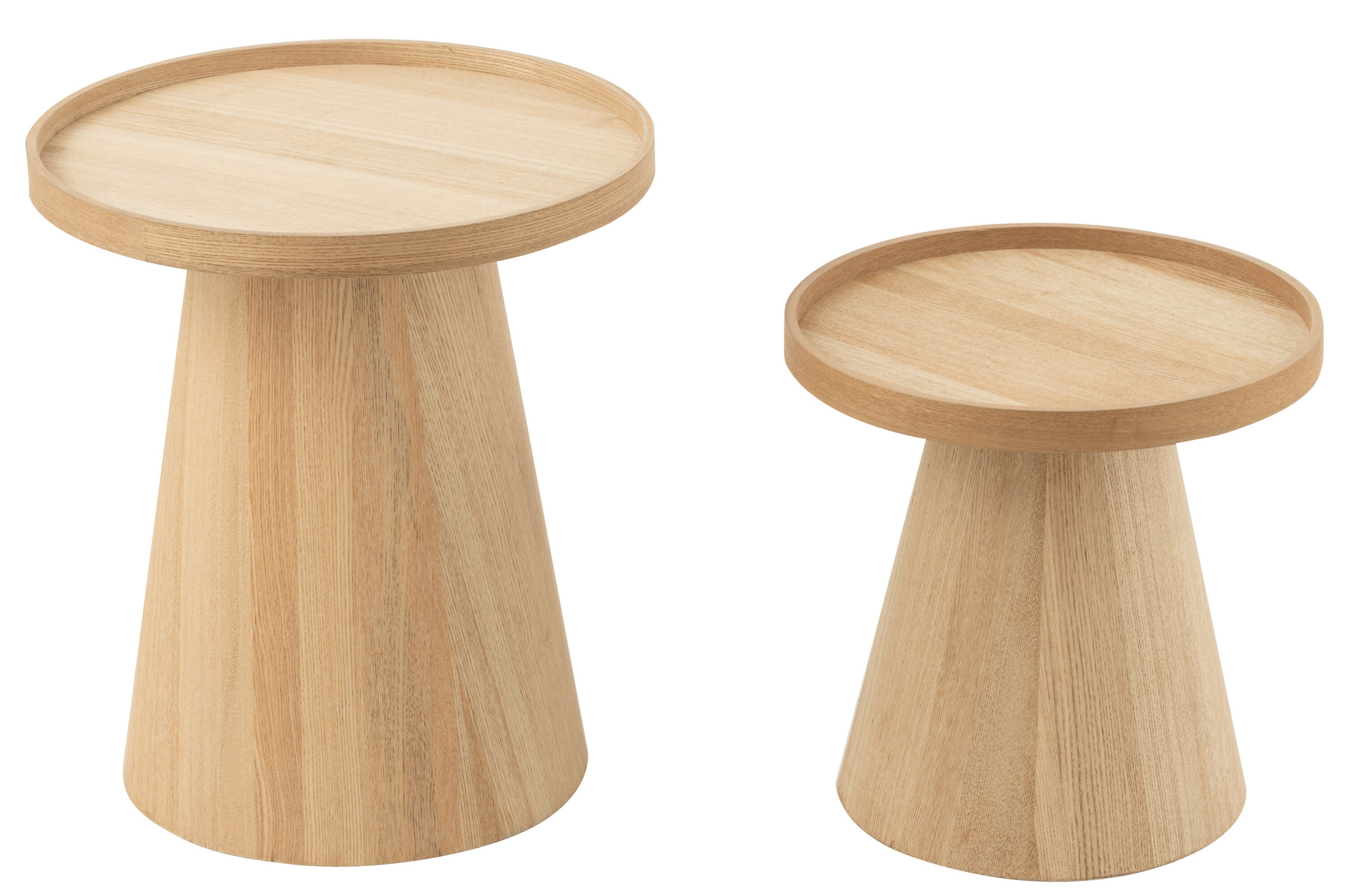 Set de 2 tables d'appoint rondes Oamaru en bois naturel - J-Line