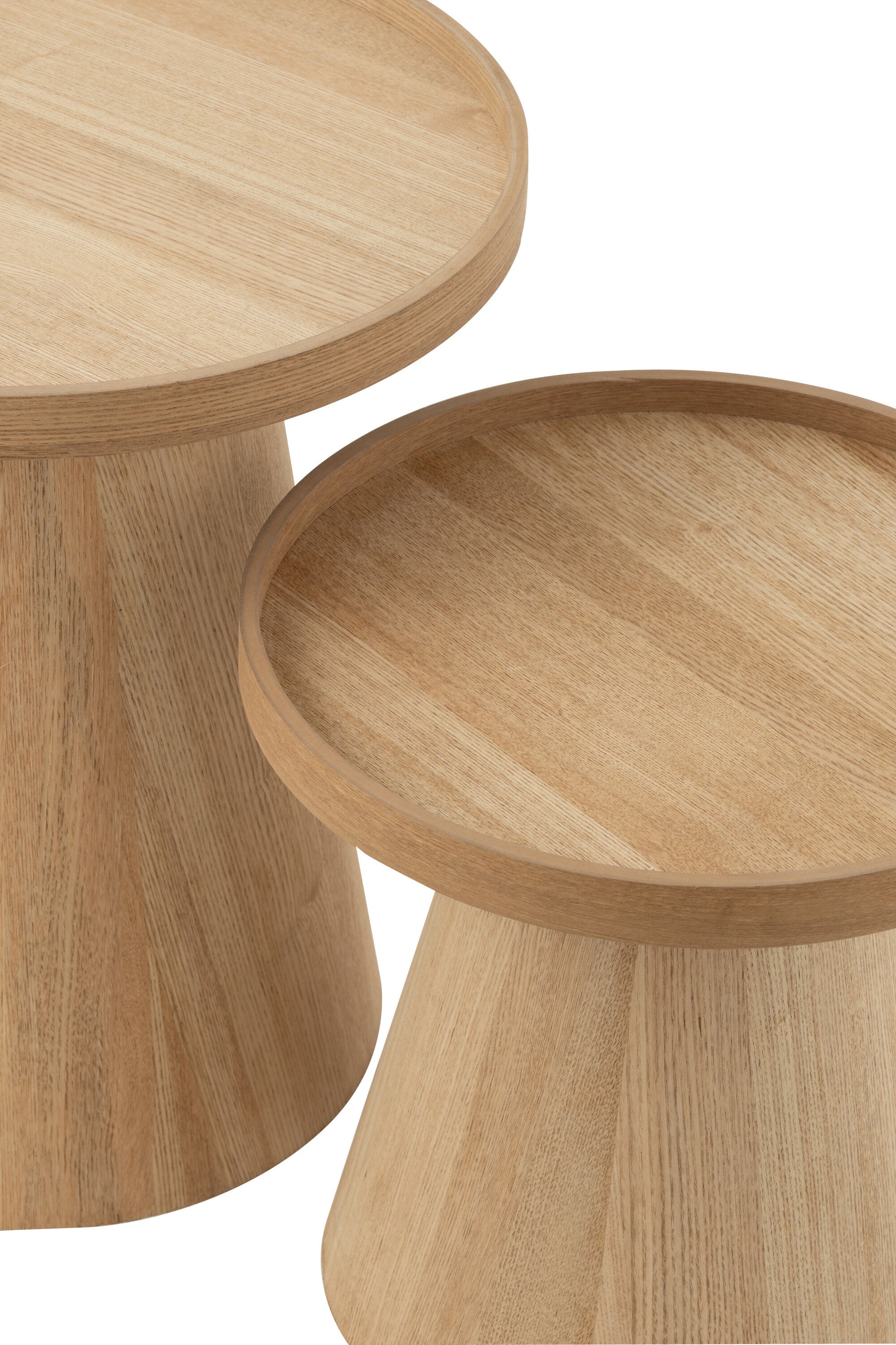 Set de 2 tables d'appoint rondes Oamaru en bois naturel - J-Line