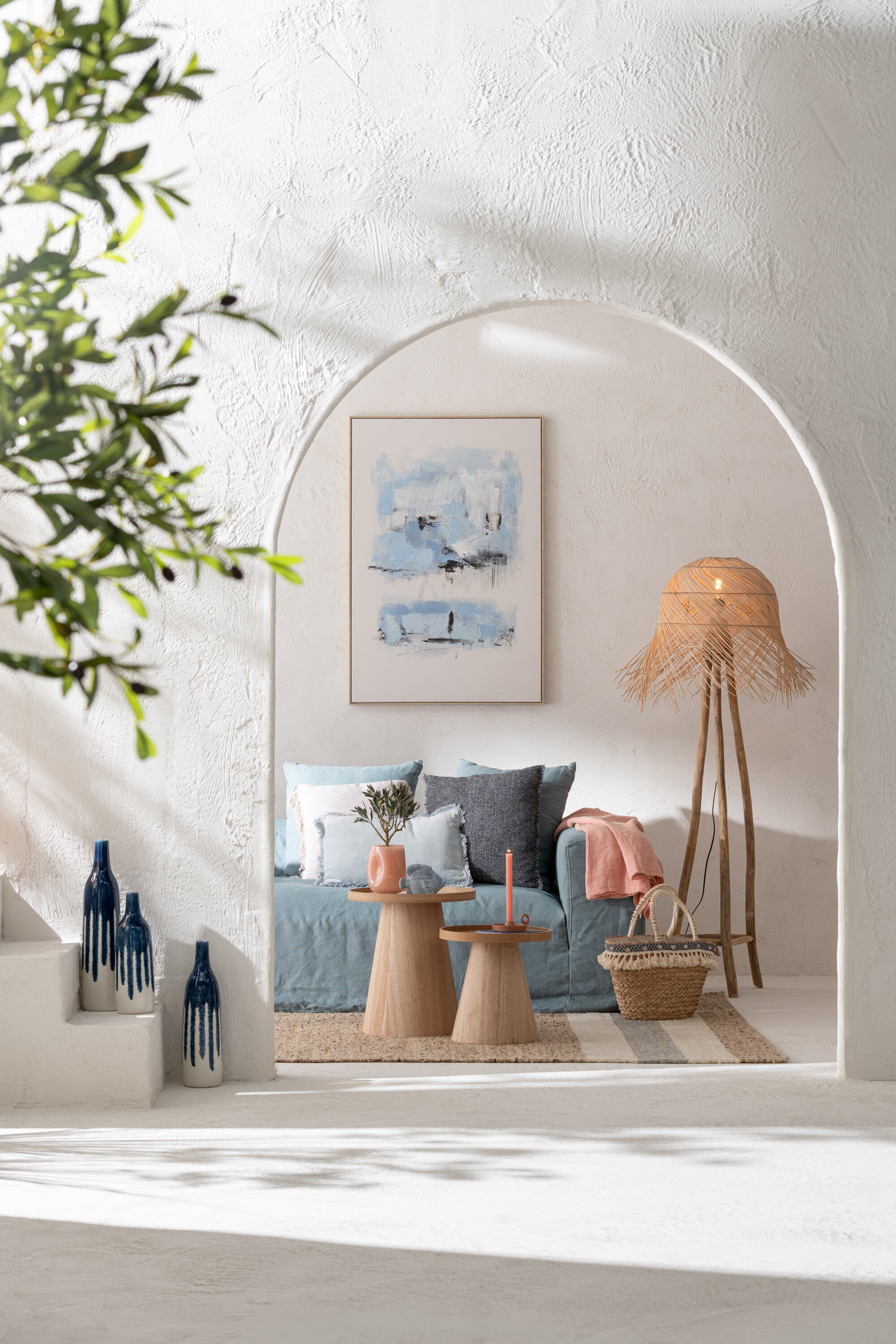 Set de 2 tables d'appoint rondes Oamaru en bois naturel - J-Line