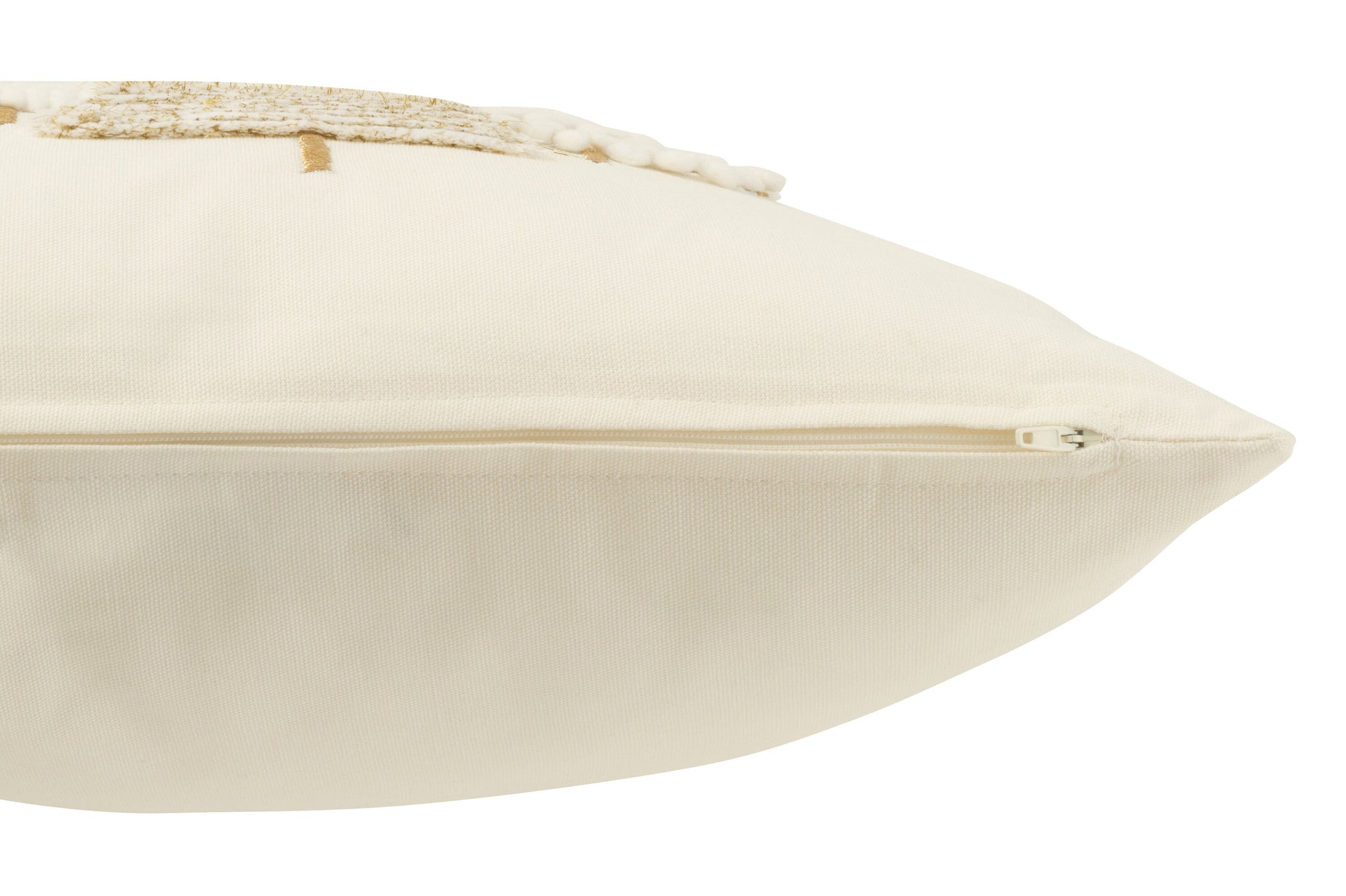 Coussin Sapins de Noël – Coton Gaufré Blanc & Détails Dorés, Style Minimaliste | J-Line
