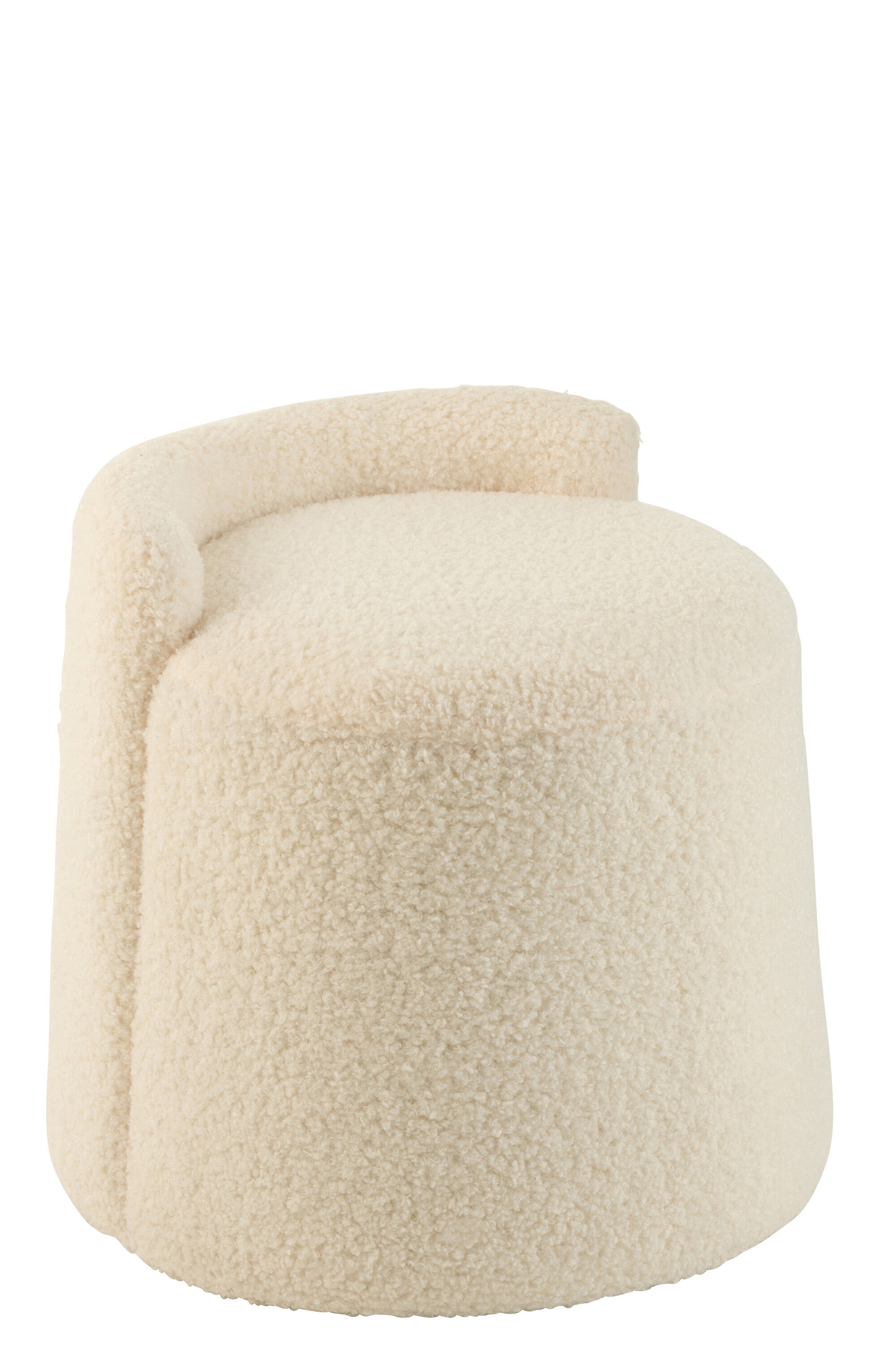 Pouf “Toddy” en bouclette blanc – Design cosy & élégant | J-Line