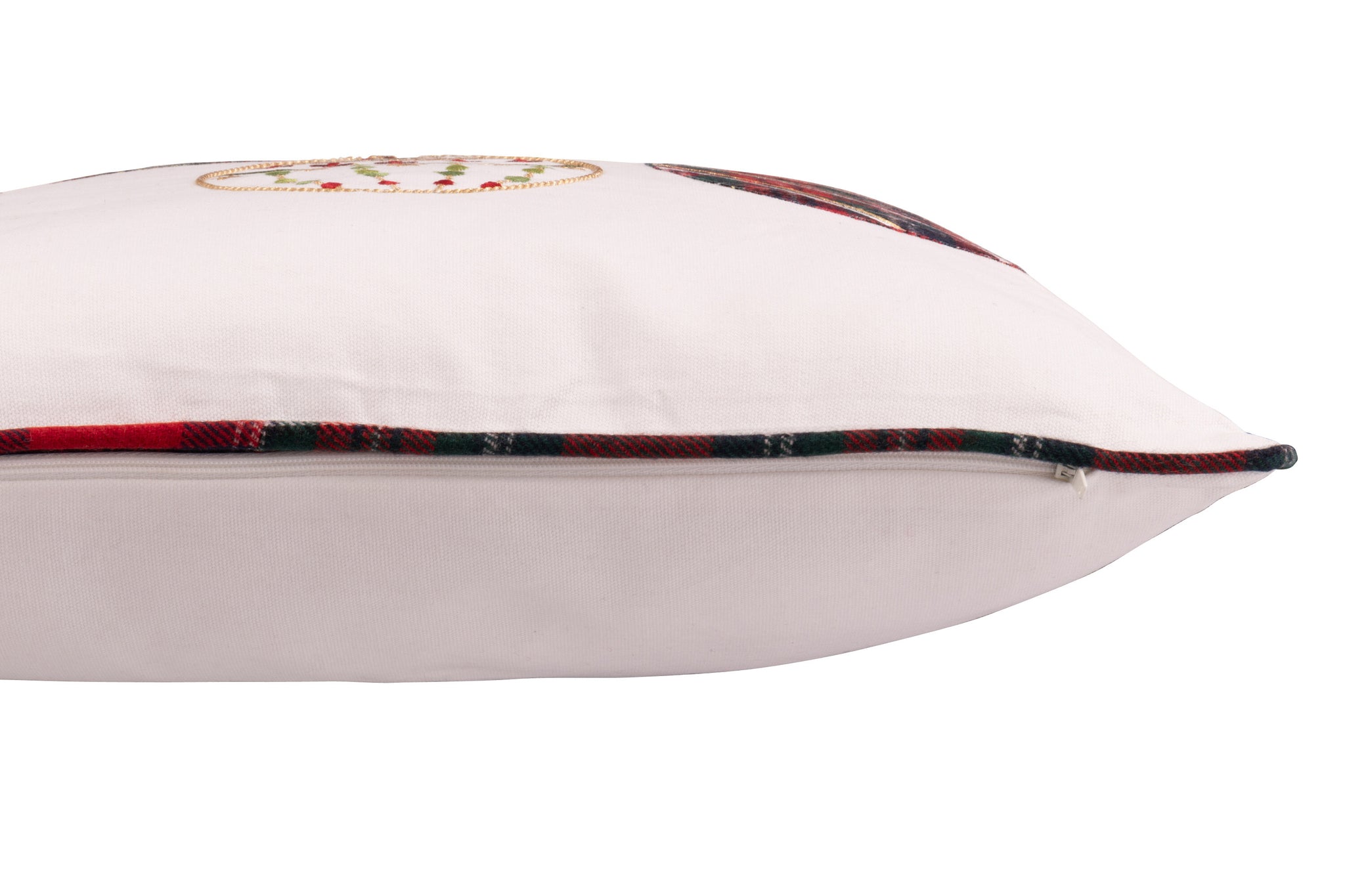 Coussin Boules de Noël – Coton Blanc & Rouge, Déco Cosy Hiver | J-Line