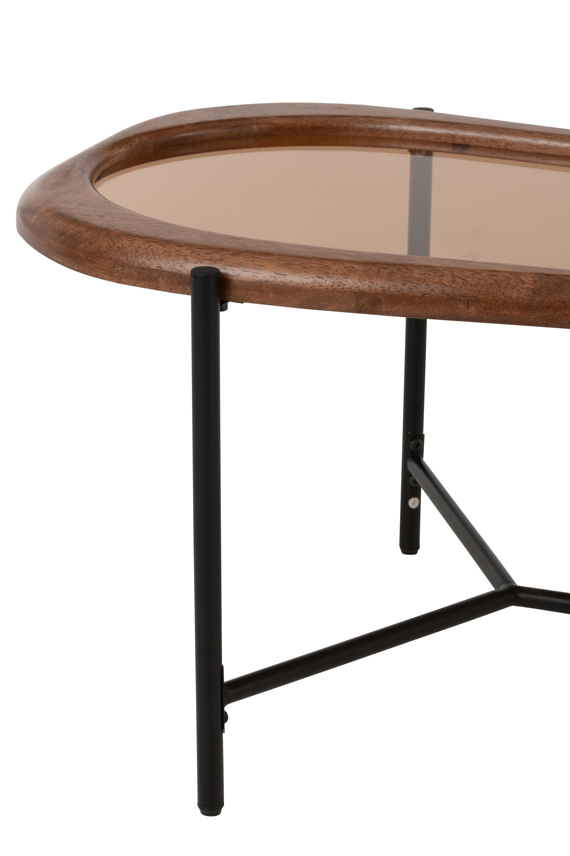 Table basse “Zig” organique en bois et verre – Design moderne, forme organique | J-Line