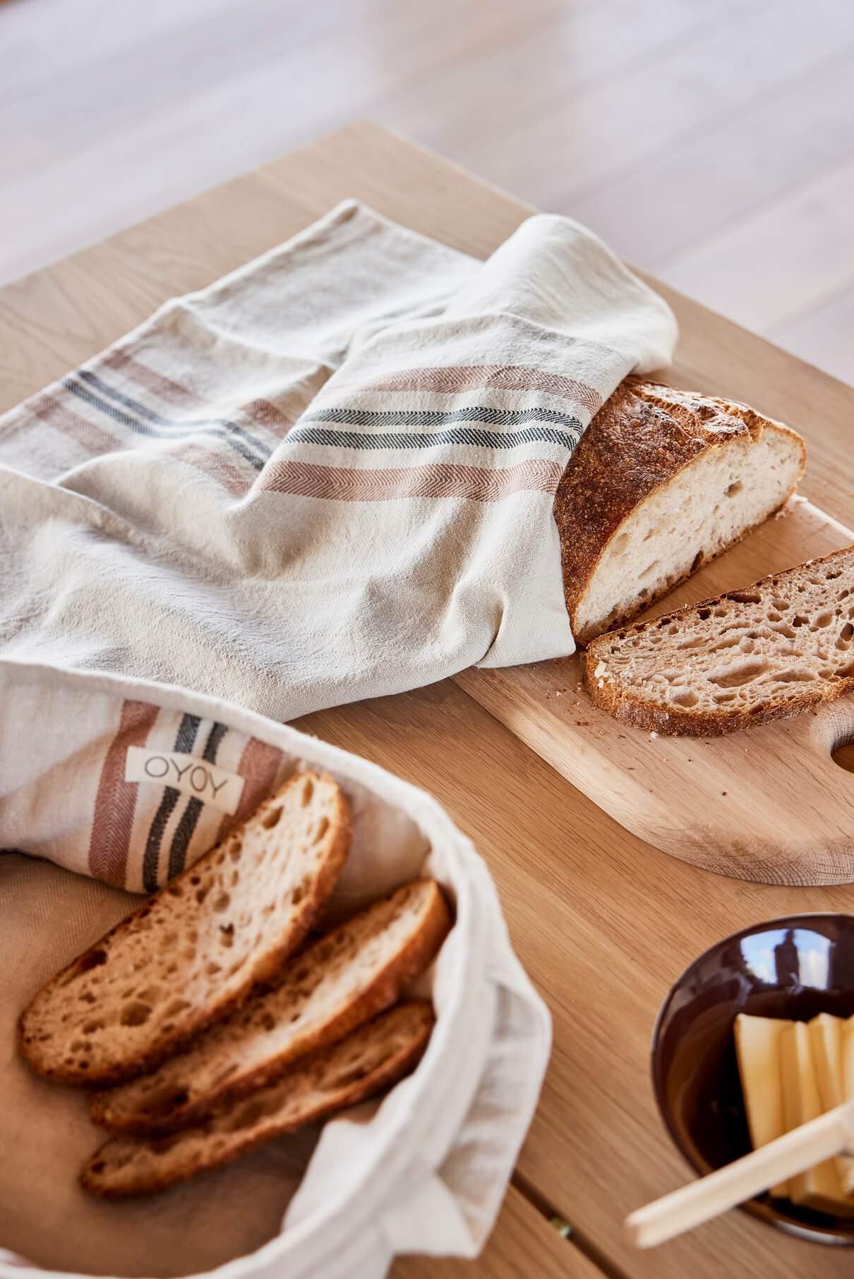 Torchon Linu rayures rouge & noir – Lot de 2, 100% coton organique | Oyoy Living