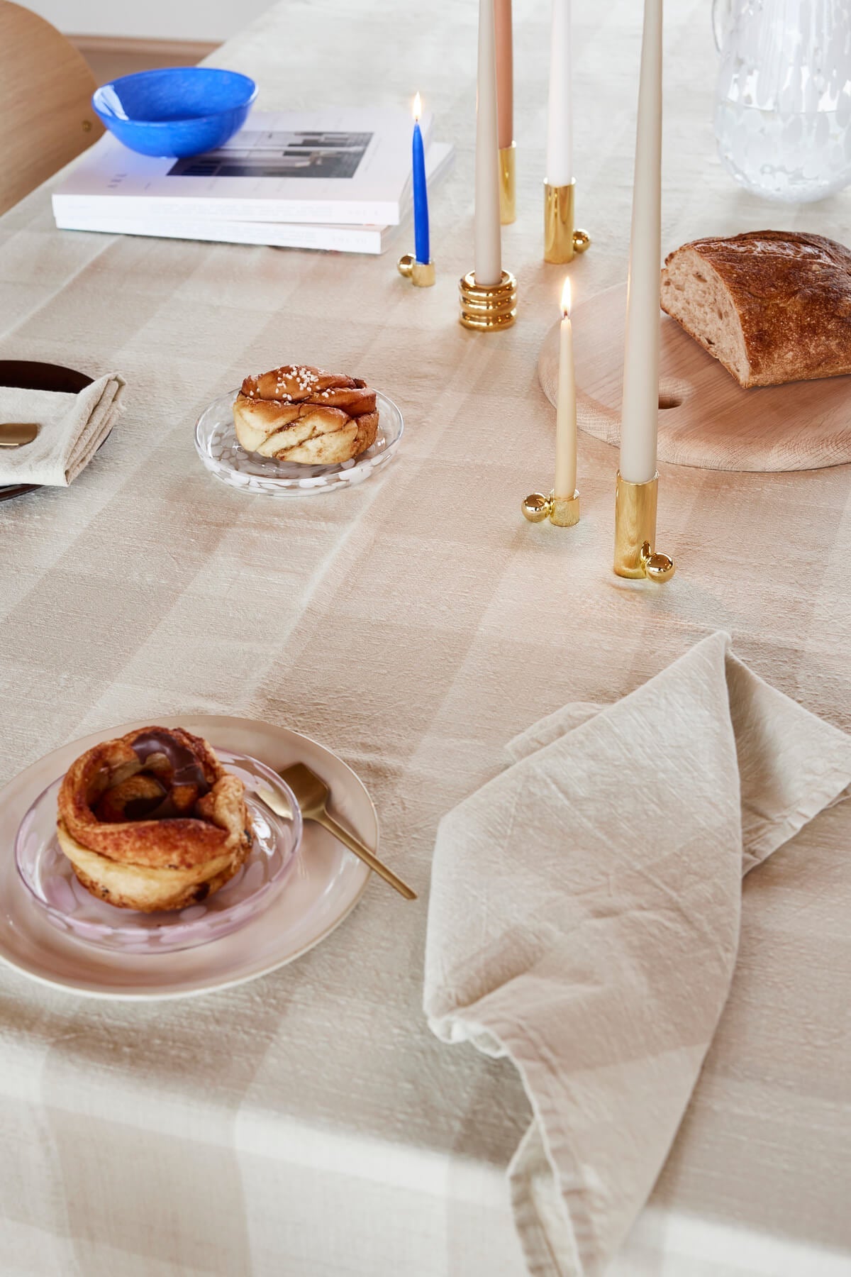 Nappe en damier beige 200x140 cm - Coton organique, Design Danois | Oyoy Living