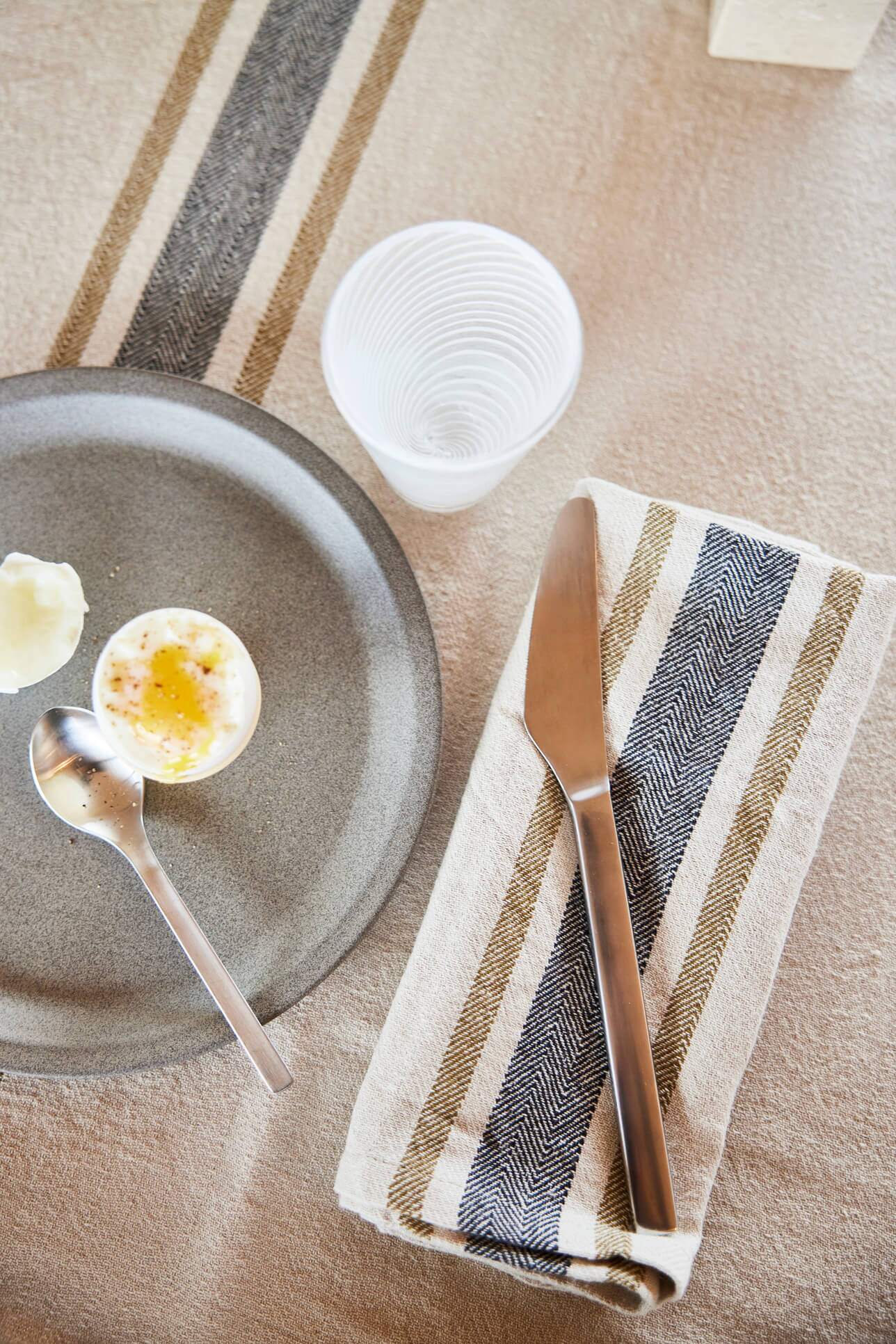 Serviette de table Linu Bleu & Ocre – Lot de 2, Coton organique, Design Danois | Oyoy Living
