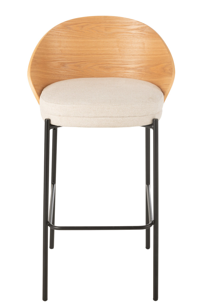 Tabouret de bar Meulaboh en bois contreplaqué naturel et beige - J-Line