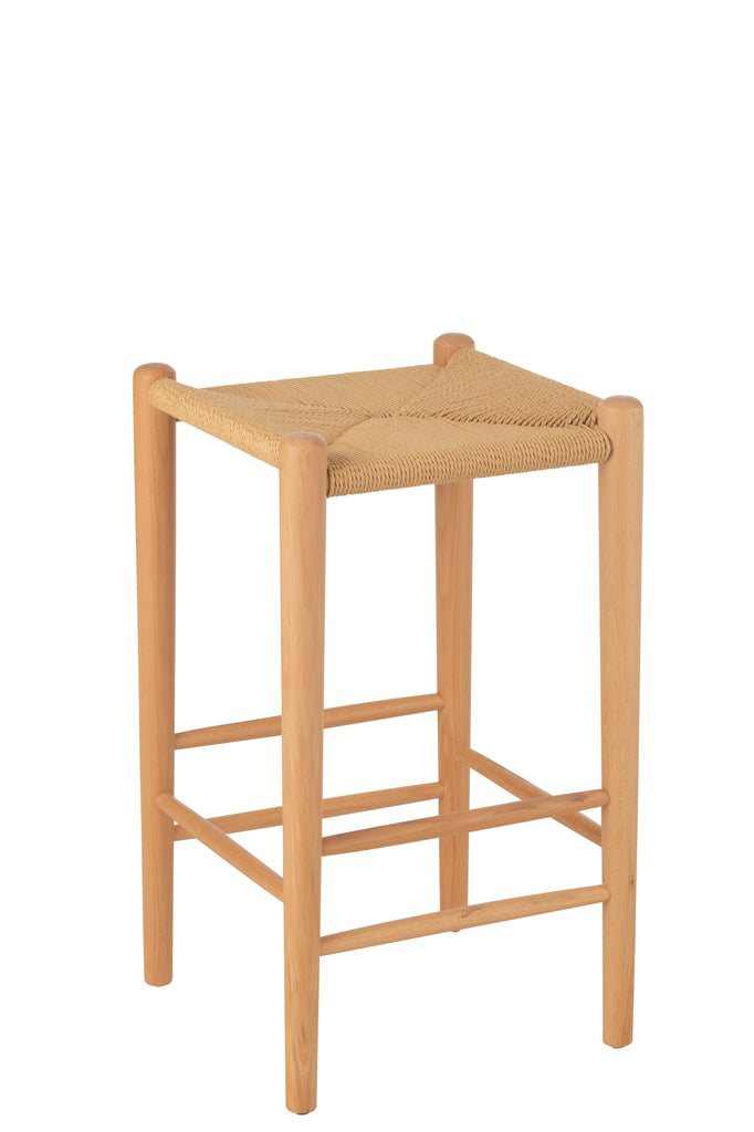 Tabouret de bar Bangka en bois de hêtre et corde - J-Line