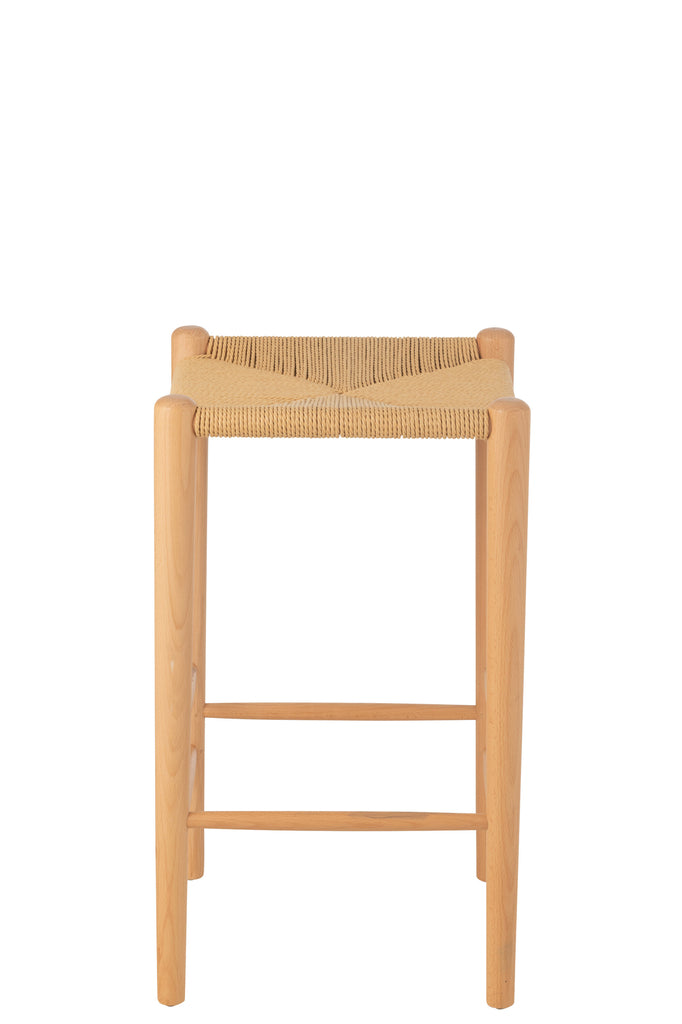 Tabouret de bar Bangka en bois de hêtre et corde - J-Line