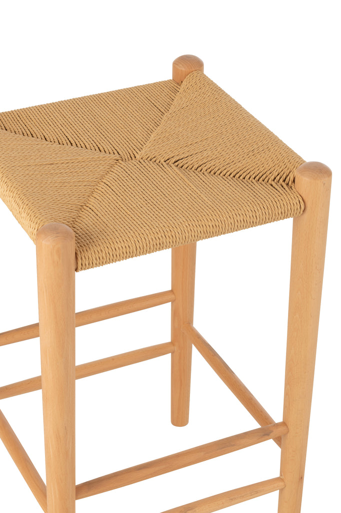 Tabouret de bar Bangka en bois de hêtre et corde - J-Line