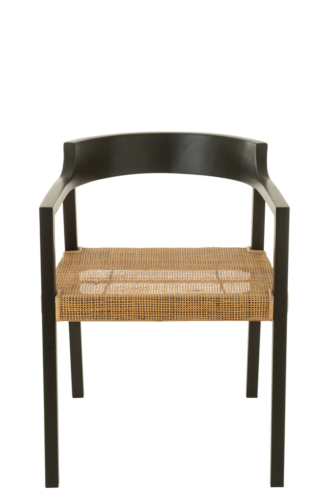 Chaise de salle à manger Salangan en bois de teck noir avec cannage - J-Line