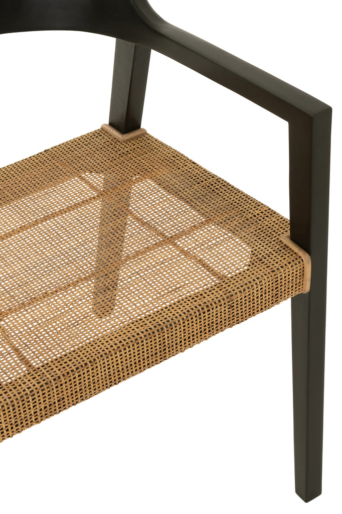 Chaise de salle à manger Salangan en bois de teck noir avec cannage - J-Line