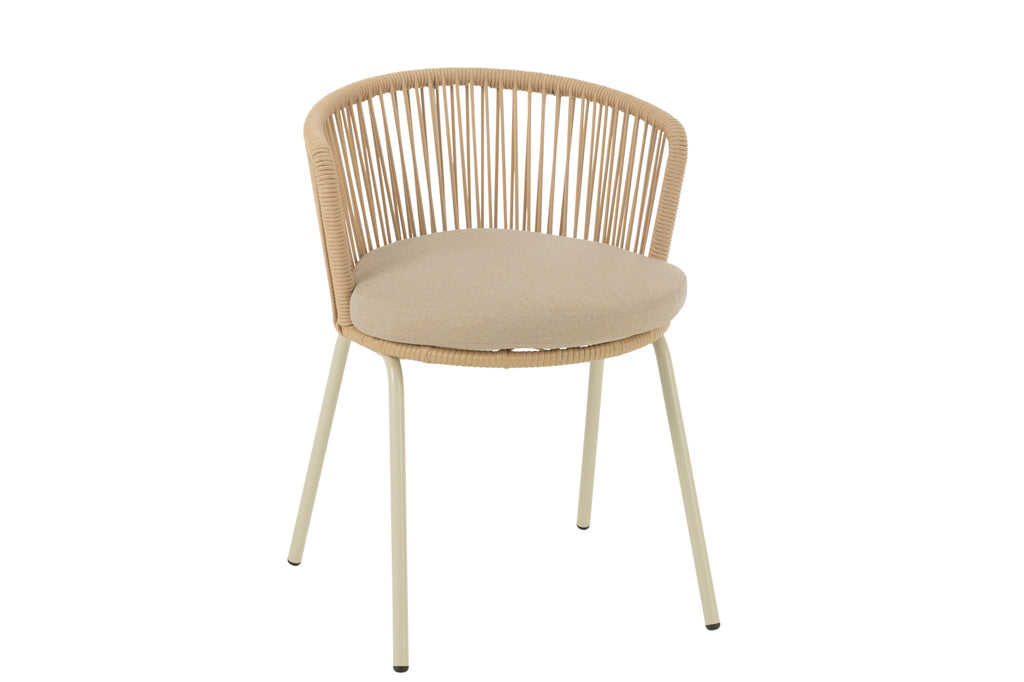 Chaise d'extérieur Roa en acier/corde beige - J-Line