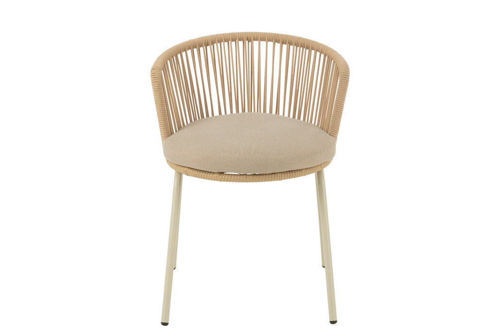 Chaise d'extérieur Roa en acier/corde beige - J-Line