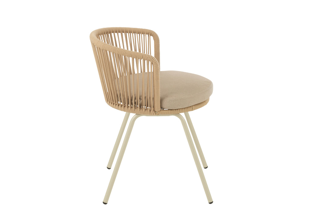Chaise d'extérieur Roa en acier/corde beige - J-Line