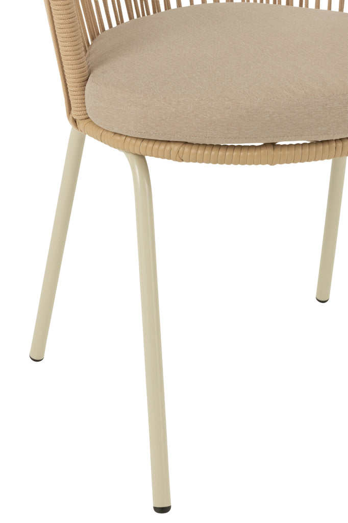 Chaise d'extérieur Roa en acier/corde beige - J-Line