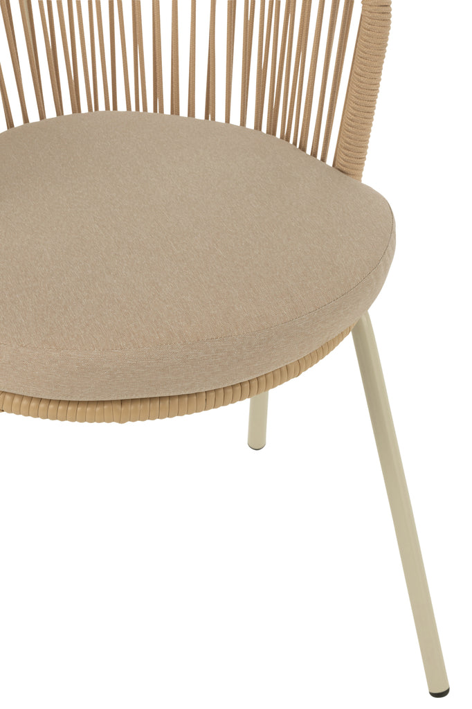 Chaise d'extérieur Roa en acier/corde beige - J-Line