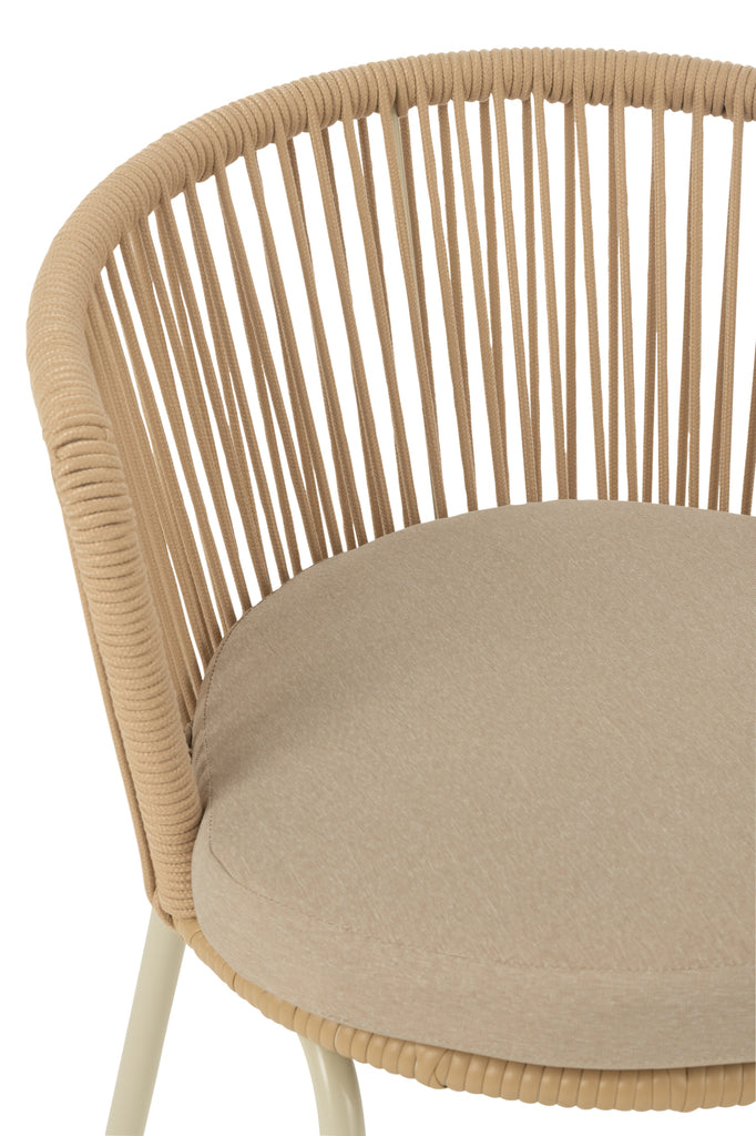 Chaise d'extérieur Roa en acier/corde beige - J-Line
