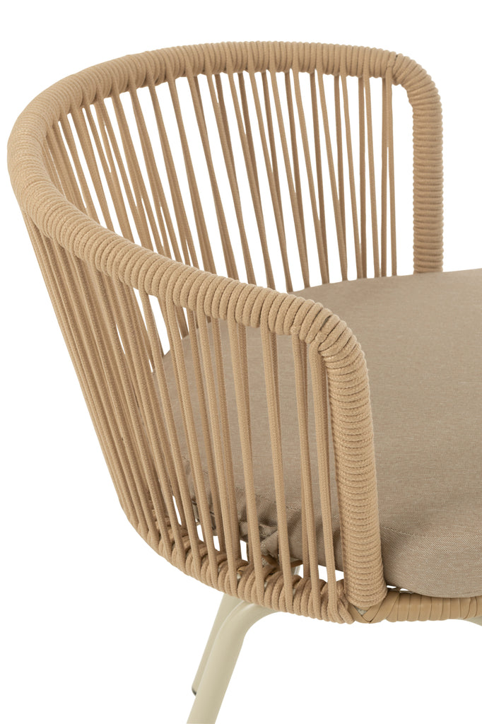 Chaise d'extérieur Roa en acier/corde beige - J-Line