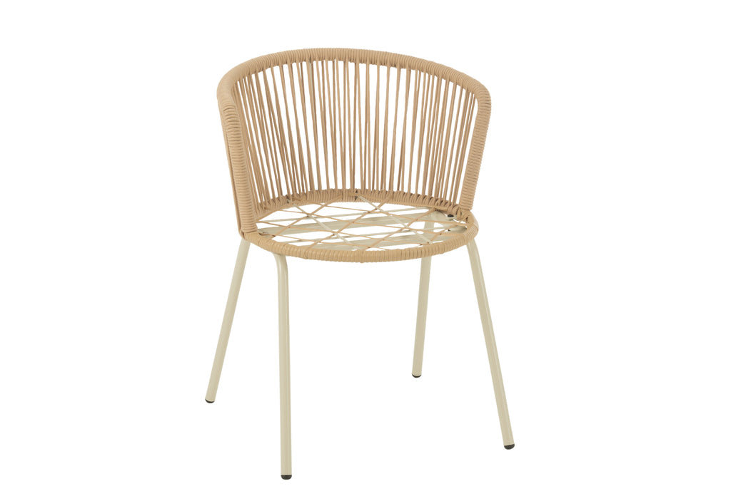 Chaise d'extérieur Roa en acier/corde beige - J-Line