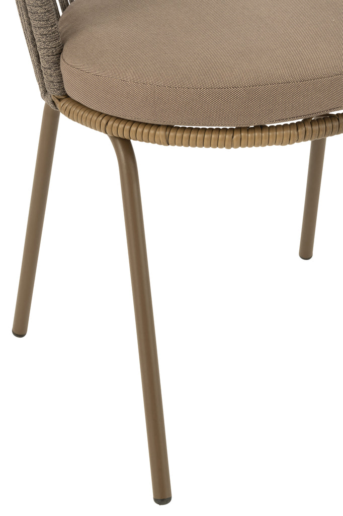 Chaise d'extérieur Roa en acier/corde marron - J-Line
