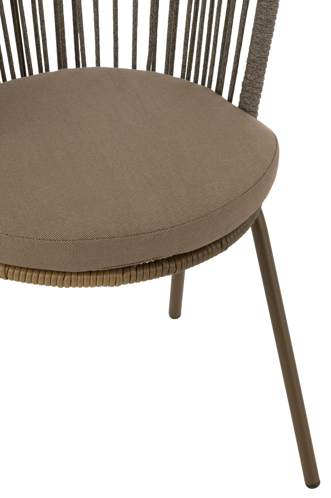 Chaise d'extérieur Roa en acier/corde marron - J-Line