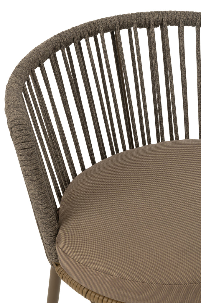 Chaise d'extérieur Roa en acier/corde marron - J-Line
