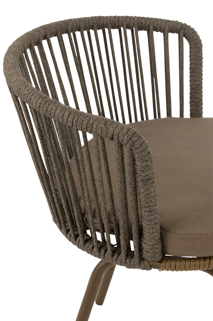 Chaise d'extérieur Roa en acier/corde marron - J-Line