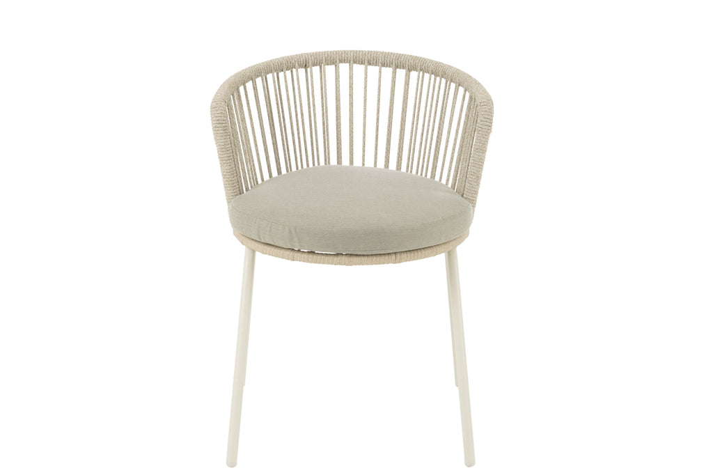 Chaise d'extérieur Roa en acier/corde grise - J-Line