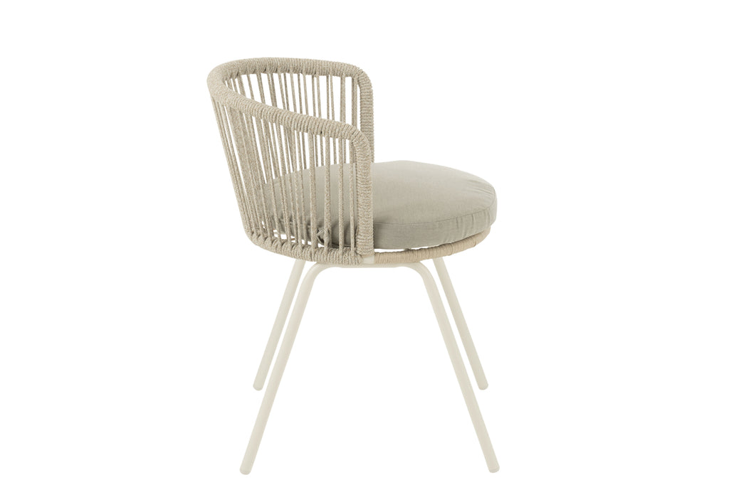 Chaise d'extérieur Roa en acier/corde grise - J-Line