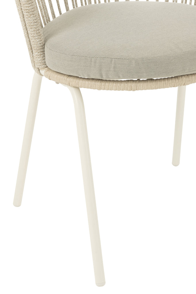 Chaise d'extérieur Roa en acier/corde grise - J-Line