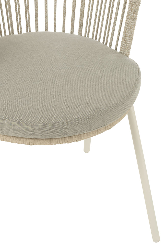 Chaise d'extérieur Roa en acier/corde grise - J-Line