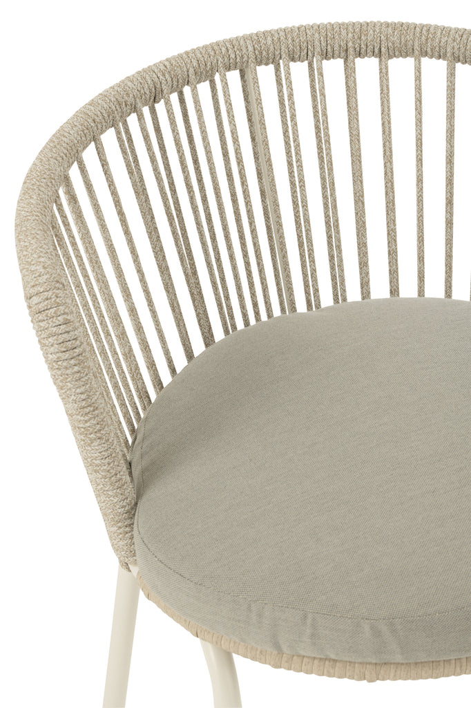 Chaise d'extérieur Roa en acier/corde grise - J-Line