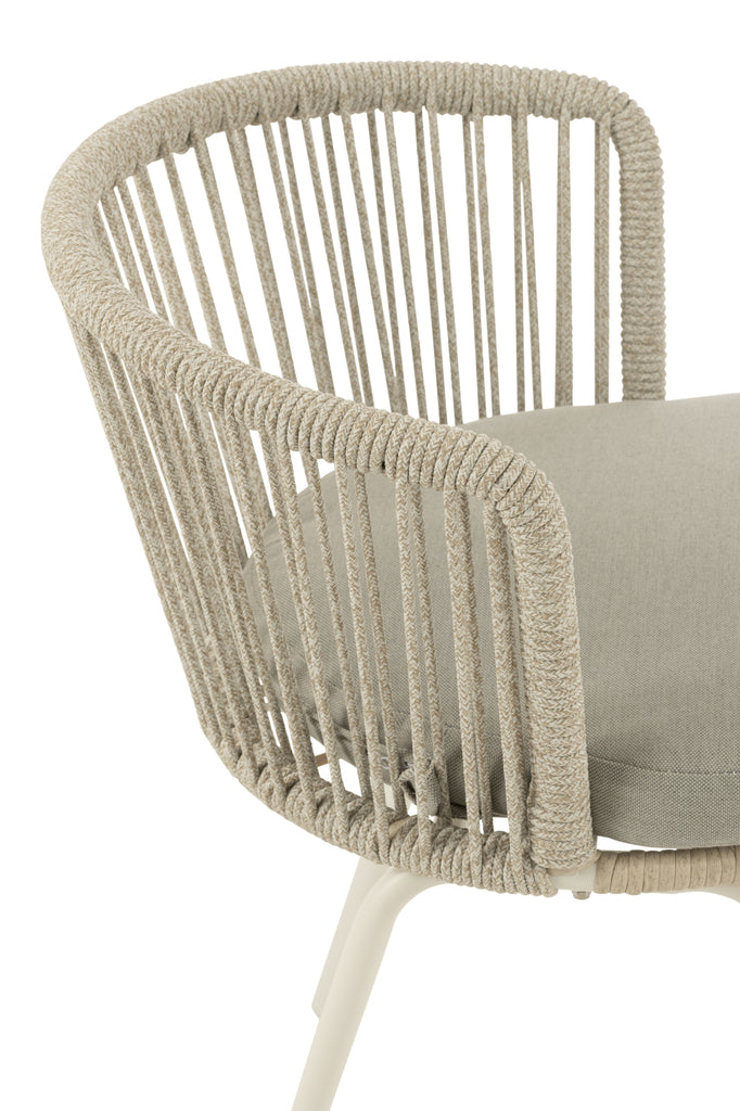 Chaise d'extérieur Roa en acier/corde grise - J-Line