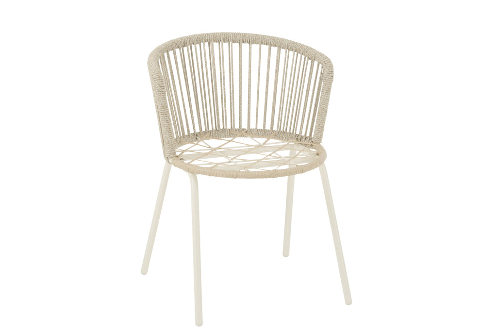 Chaise d'extérieur Roa en acier/corde grise - J-Line