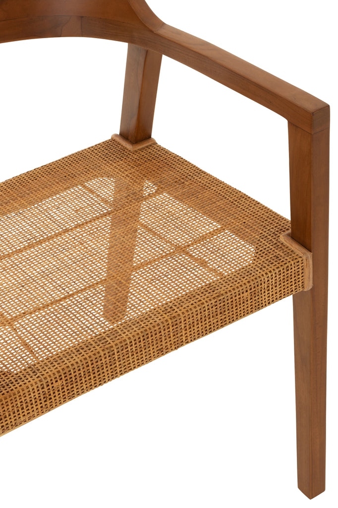 Chaise de salle à manger Salangan en bois de teck marron avec cannage - J-Line