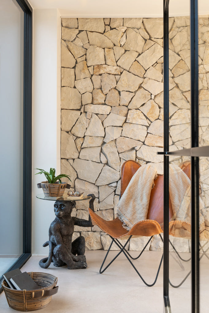 Chaise lounge papillon Valldal en cuir cognac - J-Line