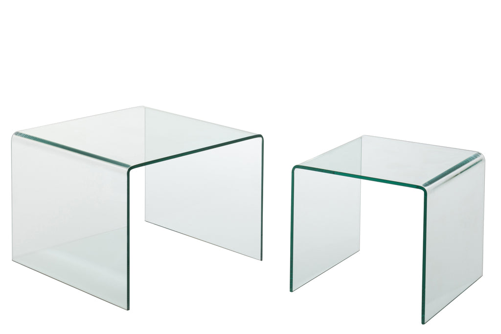 Set de 2 tables d'appoint Burbank en verre transparent - J-Line