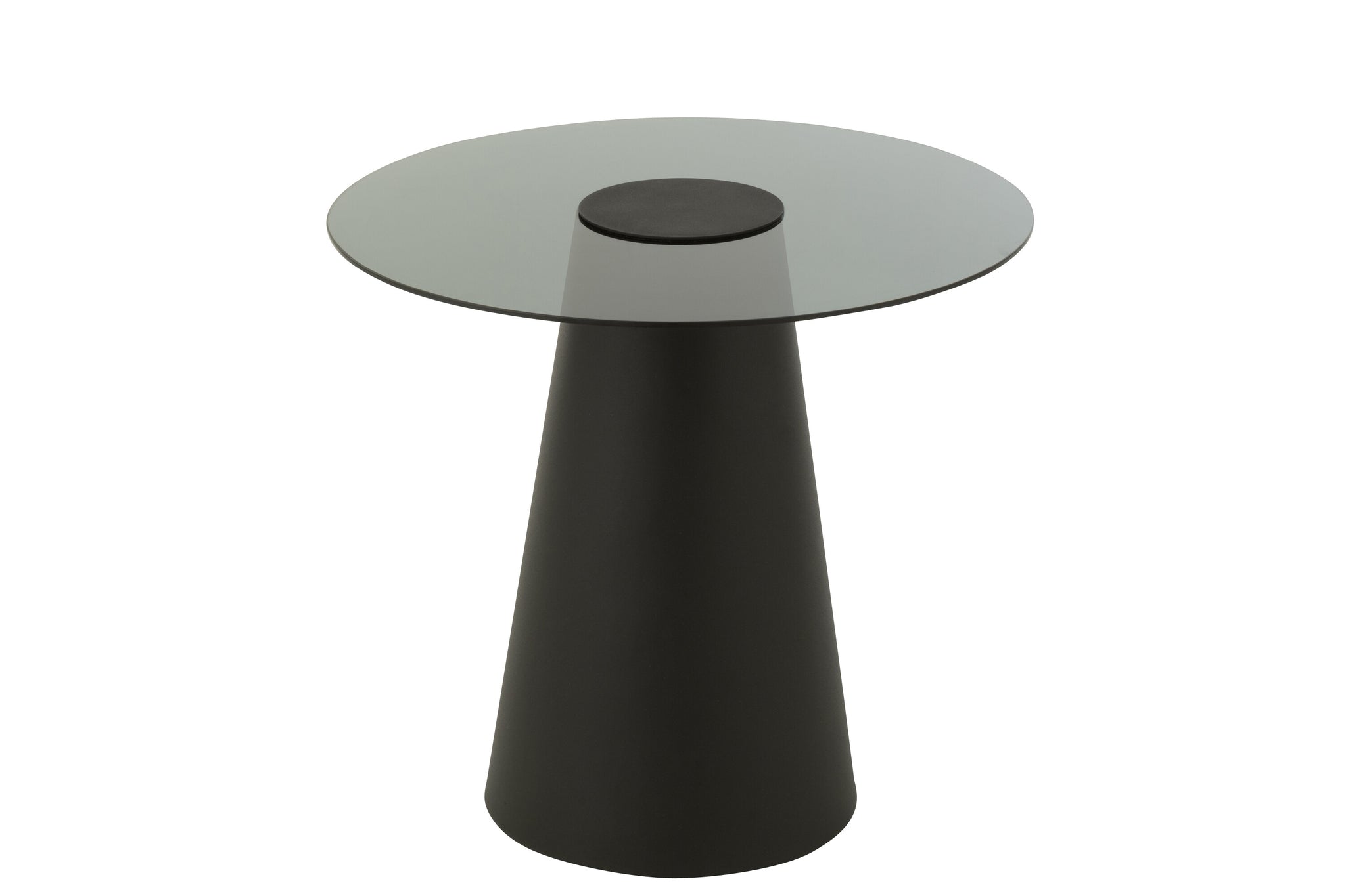 Table d’appoint "Coralie" - Verre teinté, Pied en fer noir | J-Line