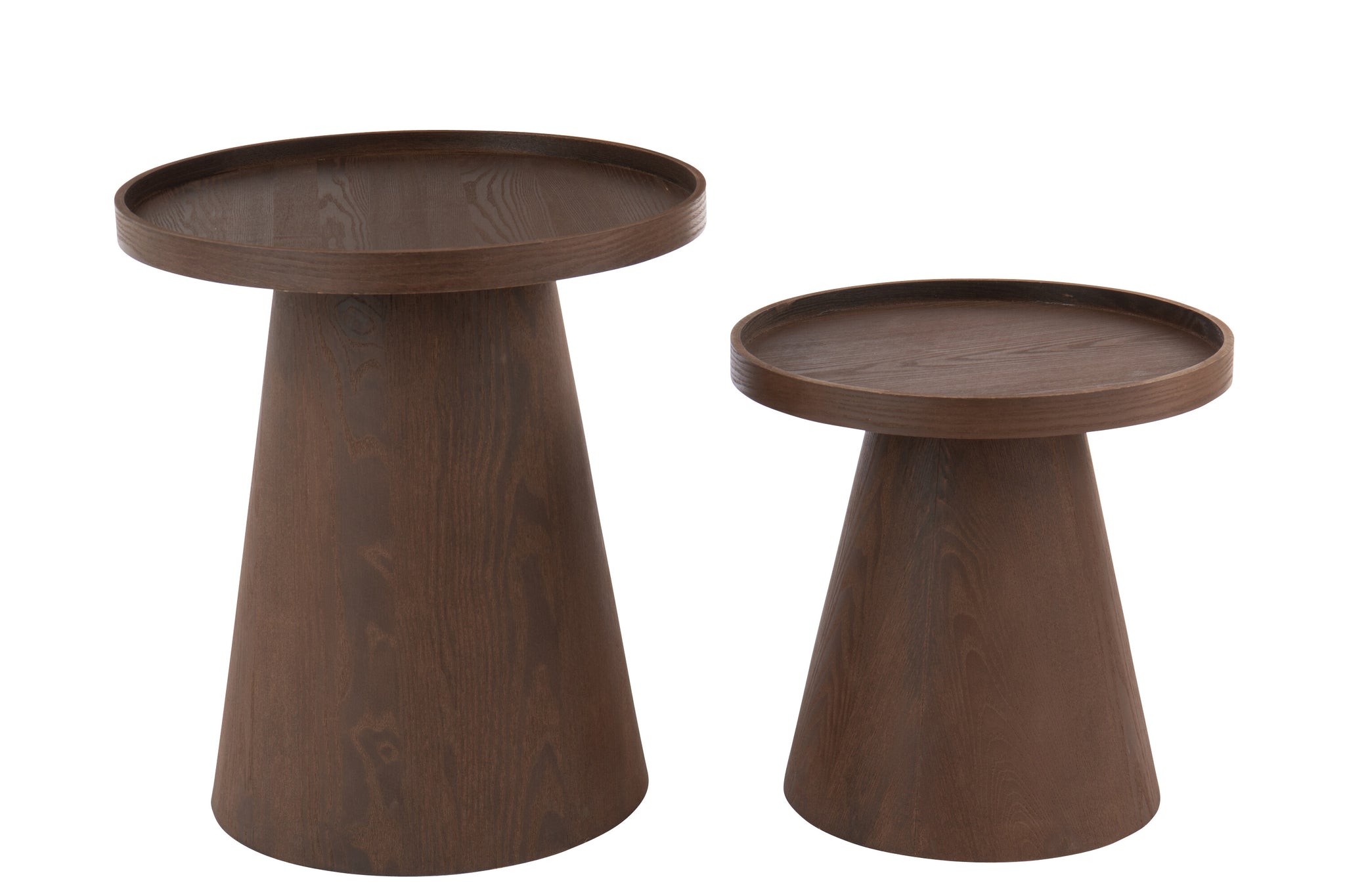 Set de 2 tables d’appoint rondes "Oamaru" - Bois Foncé, Design Intemporel | J-Line