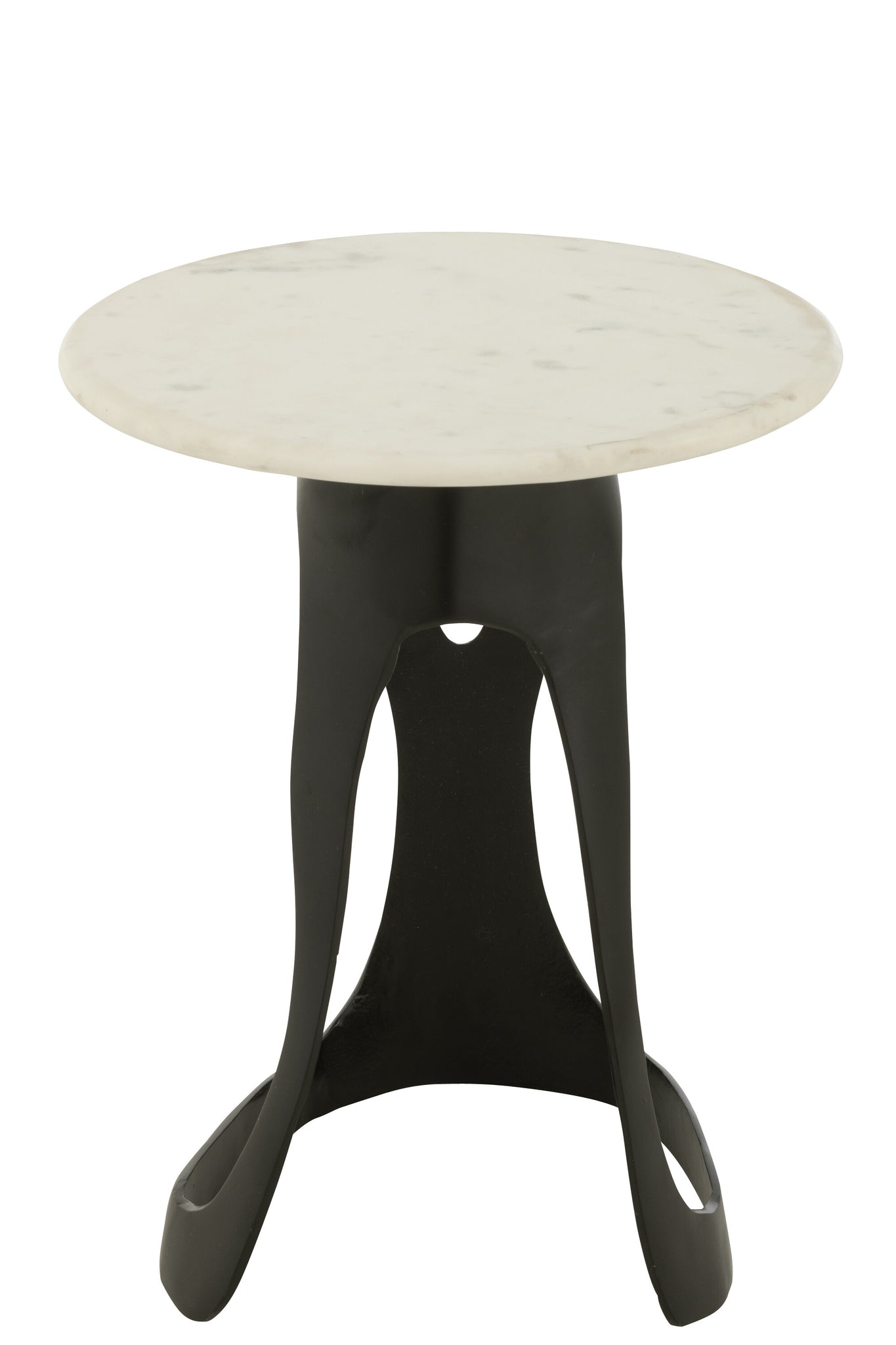 Table d’appoint "Carla" grande - Pierre Naturelle Blanche, Piètement Aluminium Sculptural | J-Line