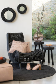 Fauteuil lounge "Kaikoura" en rotin noir