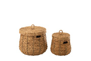 Set de 2 paniers de rangement "Ayu" en jacynthe d'eau naturel