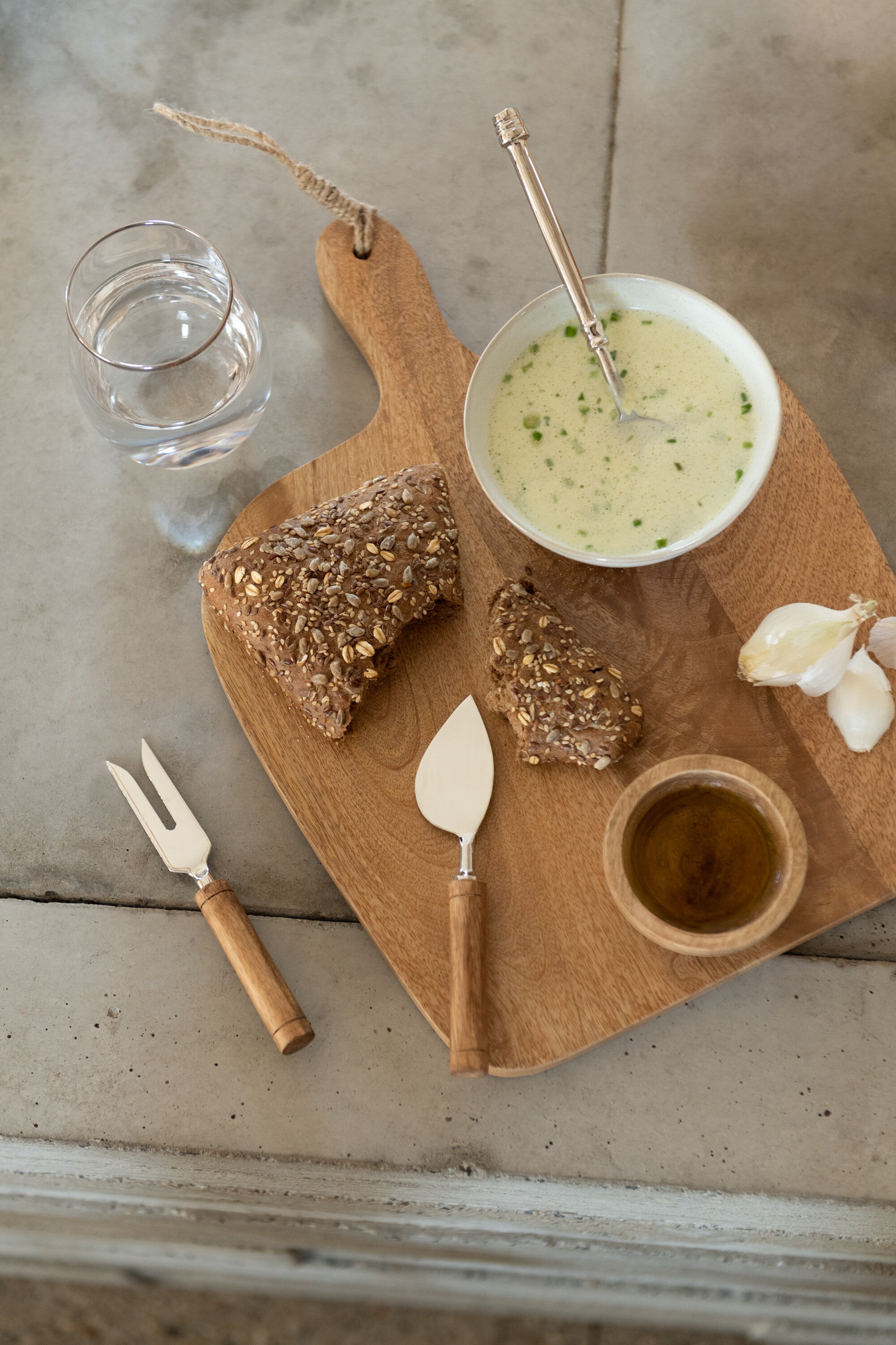 Planche à Fromages + Couteau + Bol en bois de manguier naturel