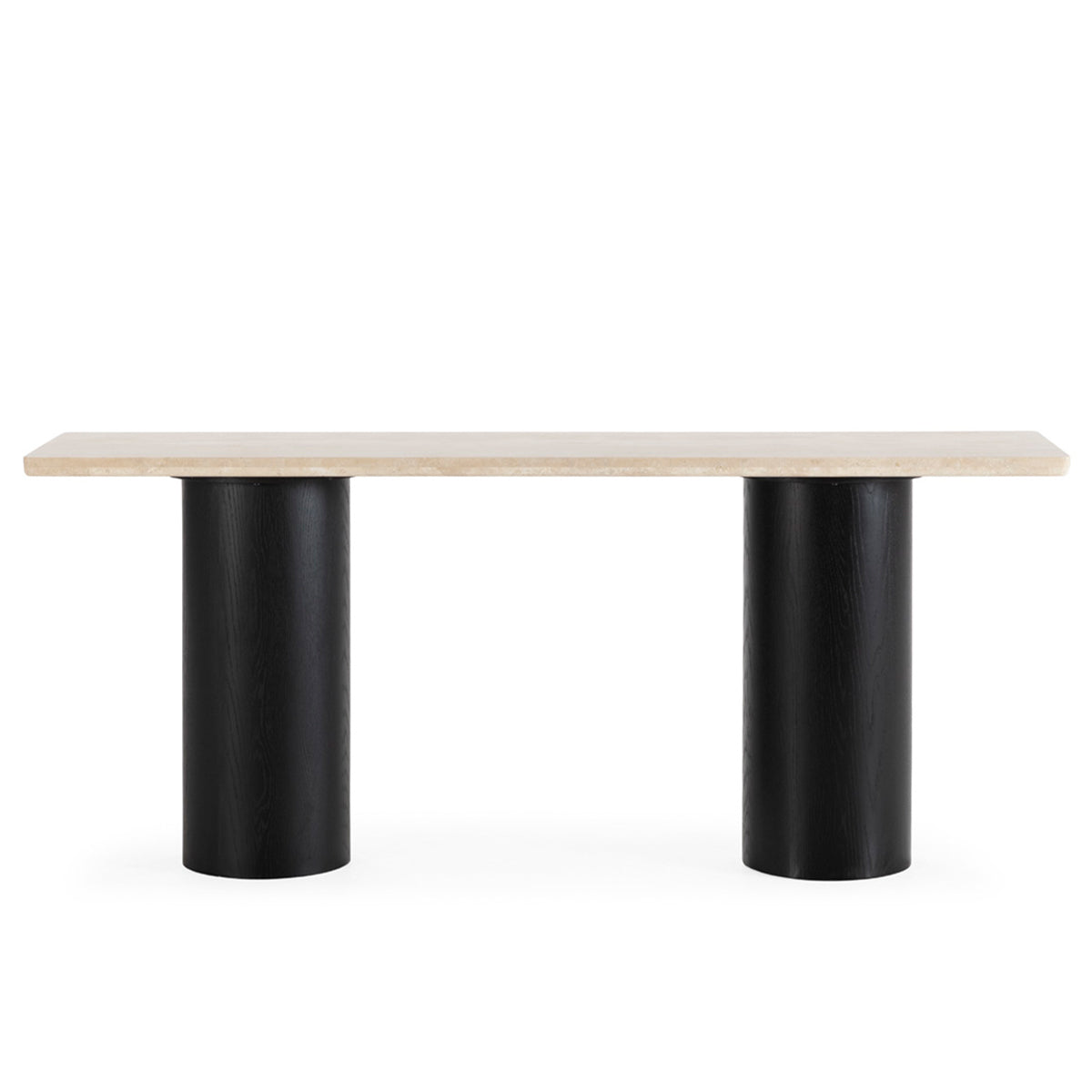 SUR DEVIS - Console 180x45x76 Placage de chêne/Marbre Travertin -- Noir/Crème - Club Pelita