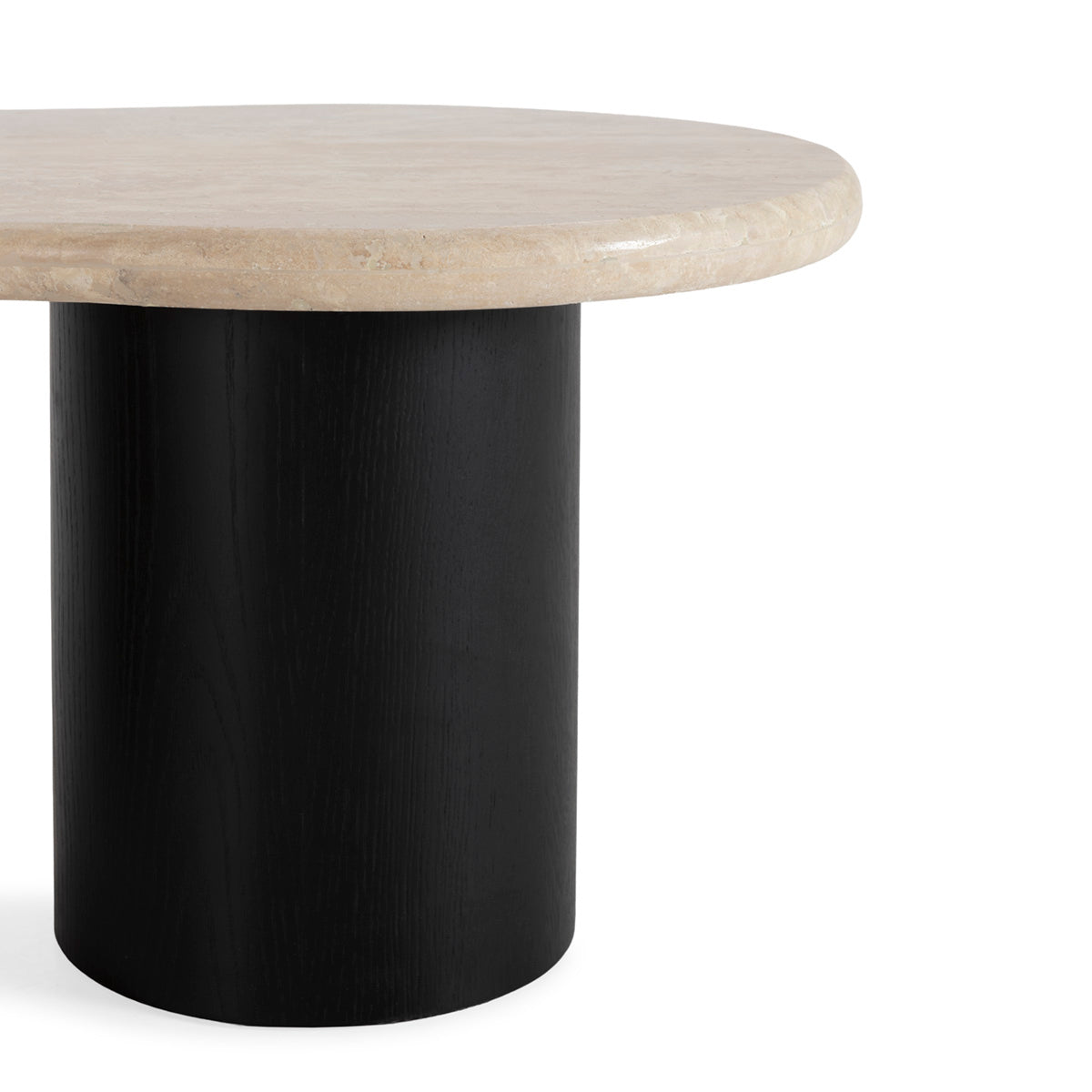 SUR DEVIS - Table à café 120x70x39 Placage de frêne/Marbre Travertin -- Noir/Crème - Club Pelita